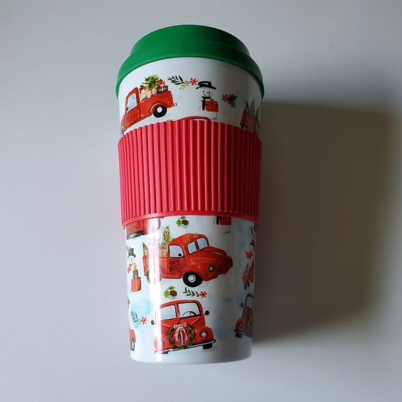Christmas Trucks Print Tumbler Coffee Tea NEW - Picture 5 of 5
